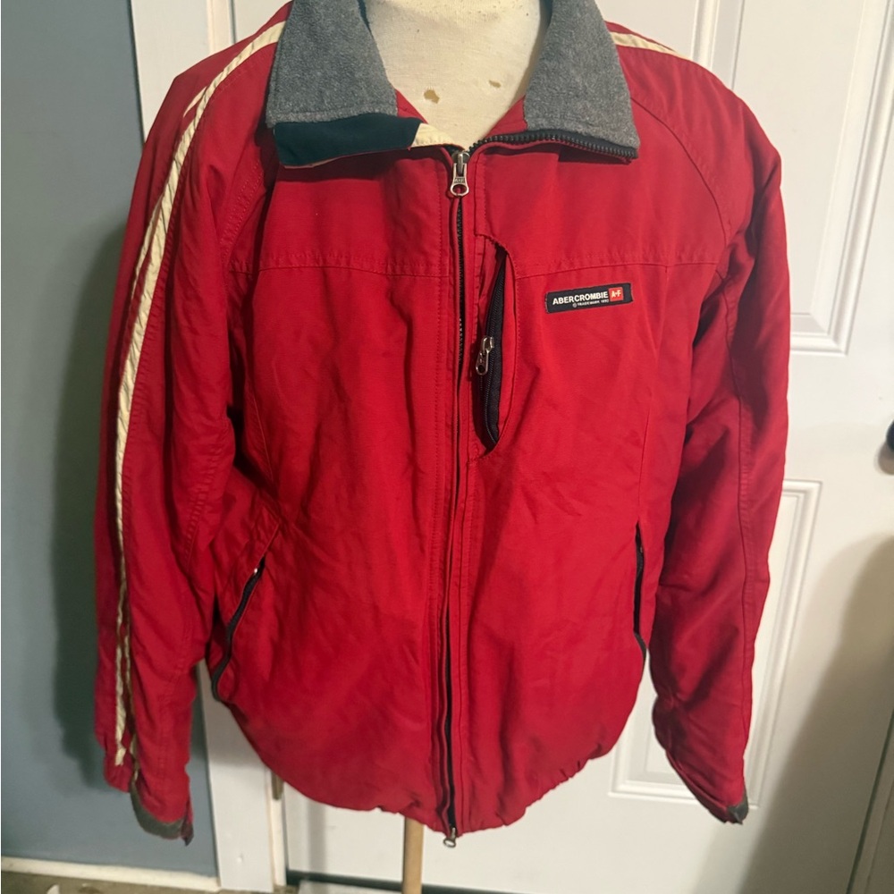 Vintage Abercrombie Performance Jacket Mens Medium ‎ Fleece Lined Coat Red  92